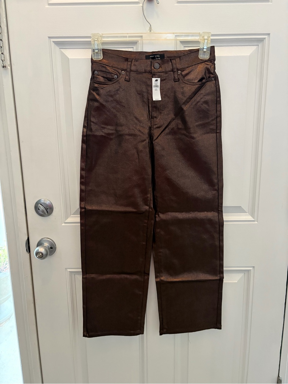 Women’s Banana Republic coated copper bronze coated jeans. Straight-Hi Rise.